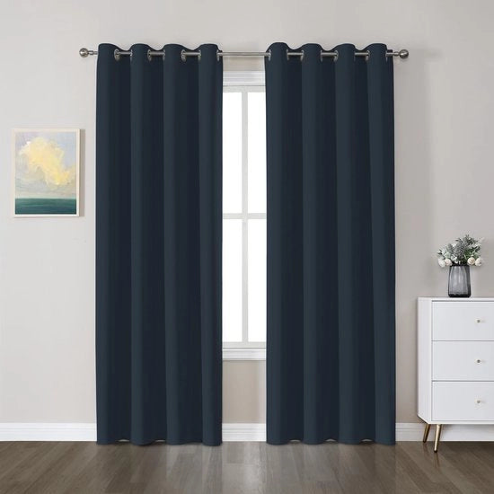 Set di 2 tende oscuranti - H 245 x B 140 cm - Isolamento acustico - Protezione dal freddo - Lavabile - Tende oscuranti di alta qualità in poliestere