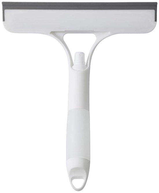 Schraper di vetro, 1 pezzo schrappa di vetro professionale, 3 in 1 pulitore di vetro con spazzola a silicone e spazzola a microfibra, schrappa di vetro, spazzola di vetro, blu