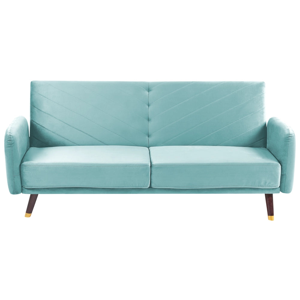 Divano Letto Tessuto Velluto Blu Navy Soggiorno Moderno 3 Posti Gambe In Legno Braccio A Pista