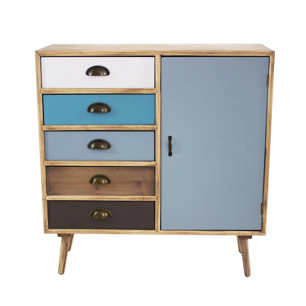 Mobiletto Levis 80x35x85 h cm in Legno Multicolor