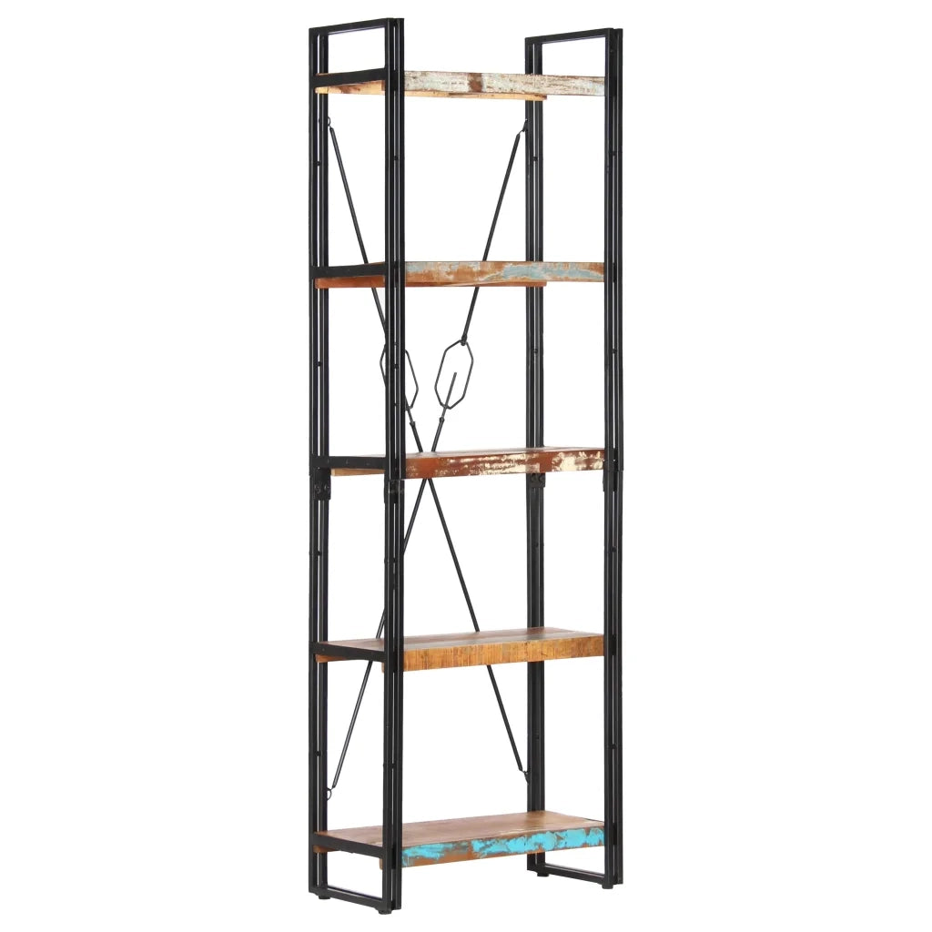 Libreria a 5 Ripiani-Scaffale per Libri-Mobile di Stoccaggio 60x30x180 cm in Massello di Recupero