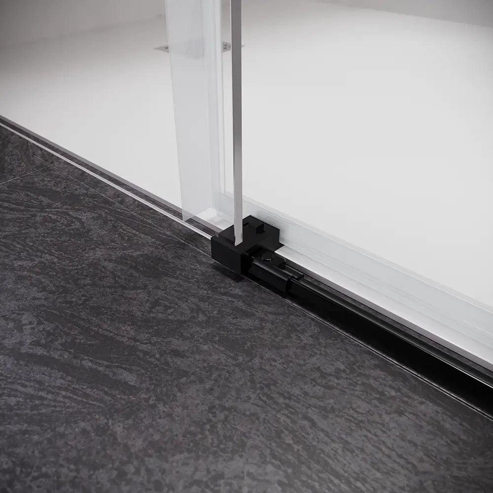 Box doccia 90x130 cm scorrevole vetro 8mm trasparente profili nero opaco h195cm | Antille