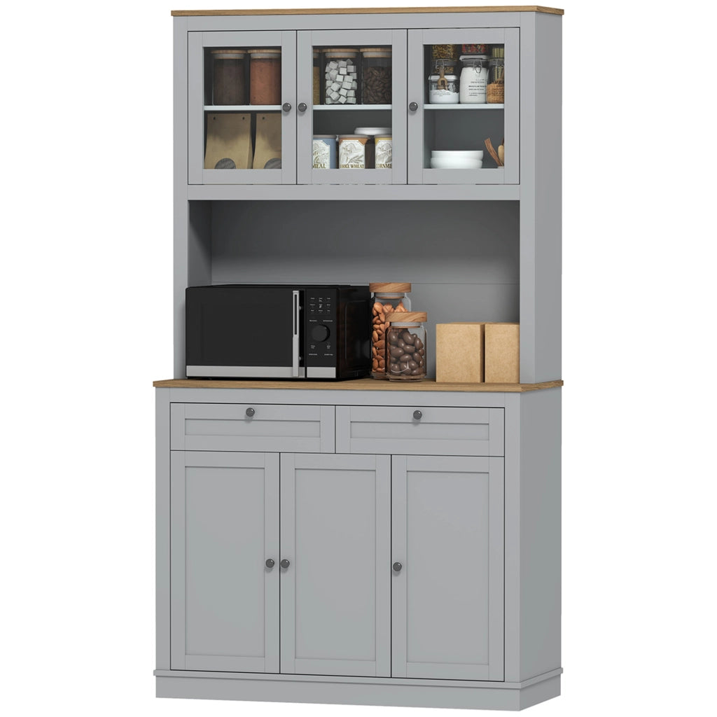 Armadio da Cucina con Ante in Vetro ¨C Zephmum ¨C Grigio 100x40x180 cm