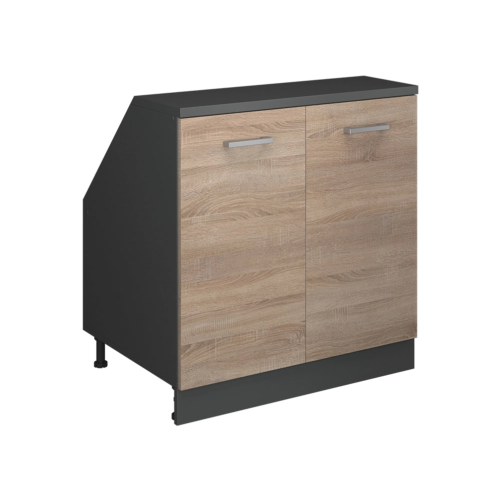 Mobile cucina sottotetto R-Line Sonoma/Antracite 80 cm con 2 porte, carcassa 60 cm profondità Vicco