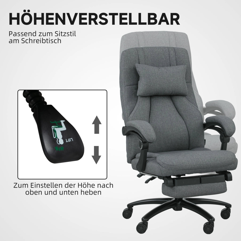 Sedia da ufficio massaggiante ¨C zephmum ¨C Grigio scuro, struttura in metallo, rotelle