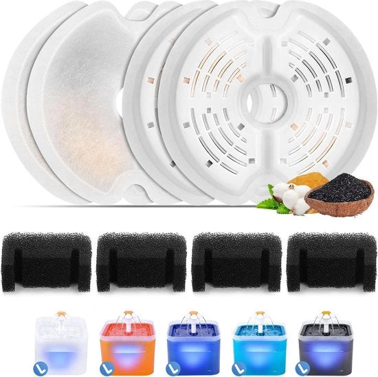 Filtro per fonte per gatti - Filtro di ricambio 4 pezzi - 2 l - Fonte per animali domestici - Filtrazione 4 volte - 4 filtri - 4 spugne