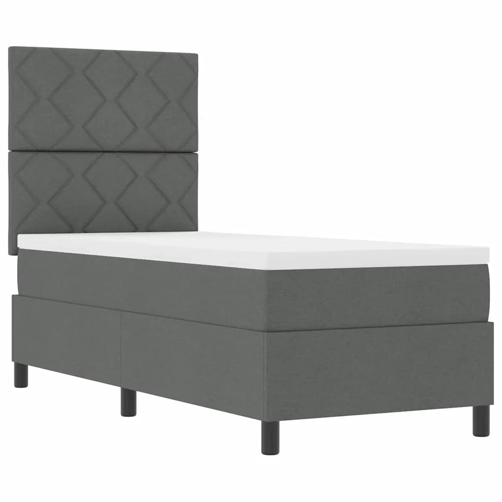 Letto a molle con materasso Grigio scuro 80 x 200 cm Tessuto 3339421