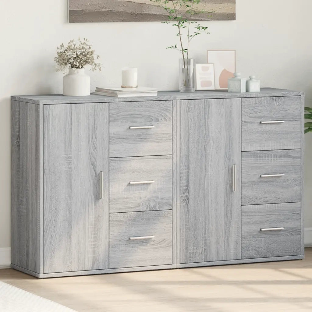 Credenze 2 pz | Madia | Buffet da pranzo | Armadio da pranzo Grigio Sonoma 60x31x70 cm in Legno Multistrato