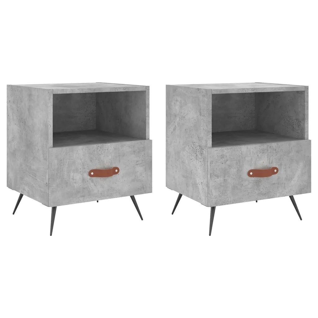 Comodini 2 pz-Set di 2 Tavolino da notte Grigio Cemento 40x35x47,5 cm in Legno Multistrato 207702