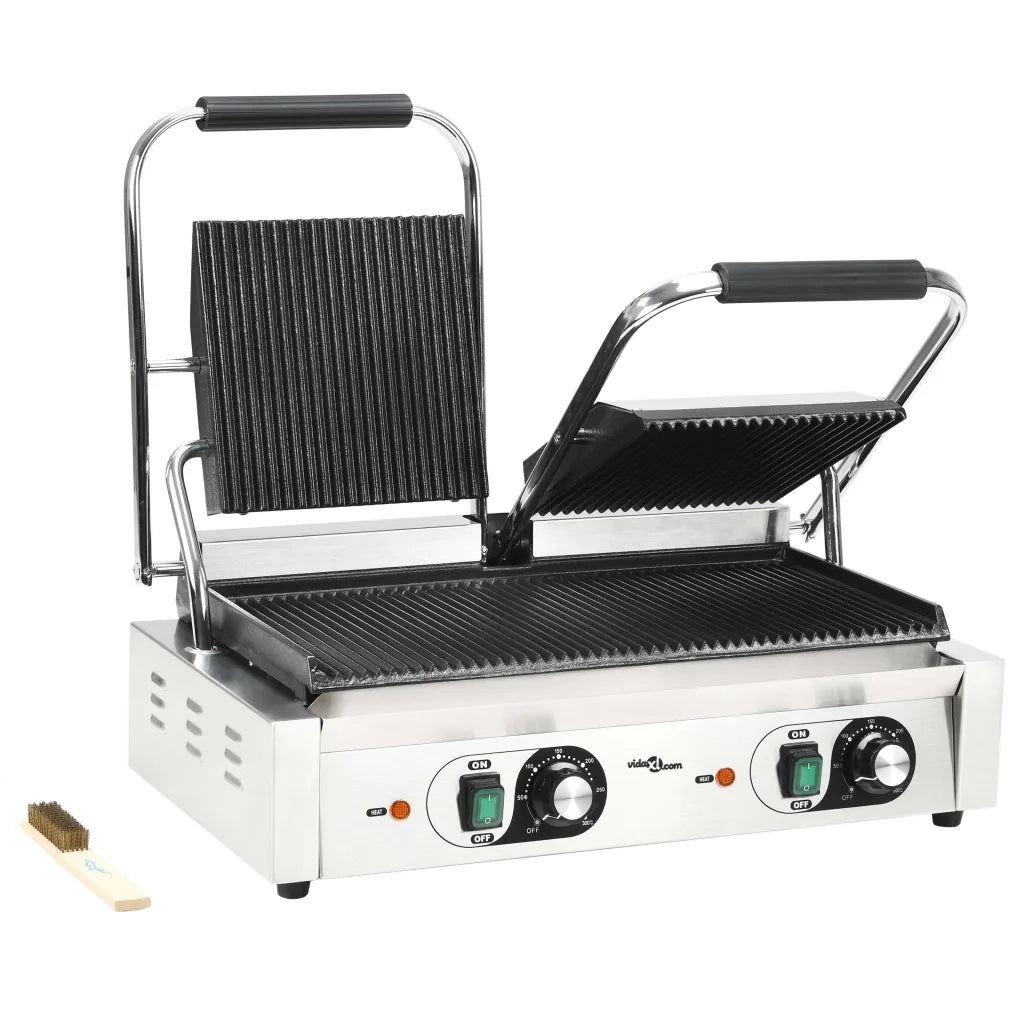 Doppia Griglia per Panini Scanalata 3600 W 57x30,5x20 cm cod mxl 66203