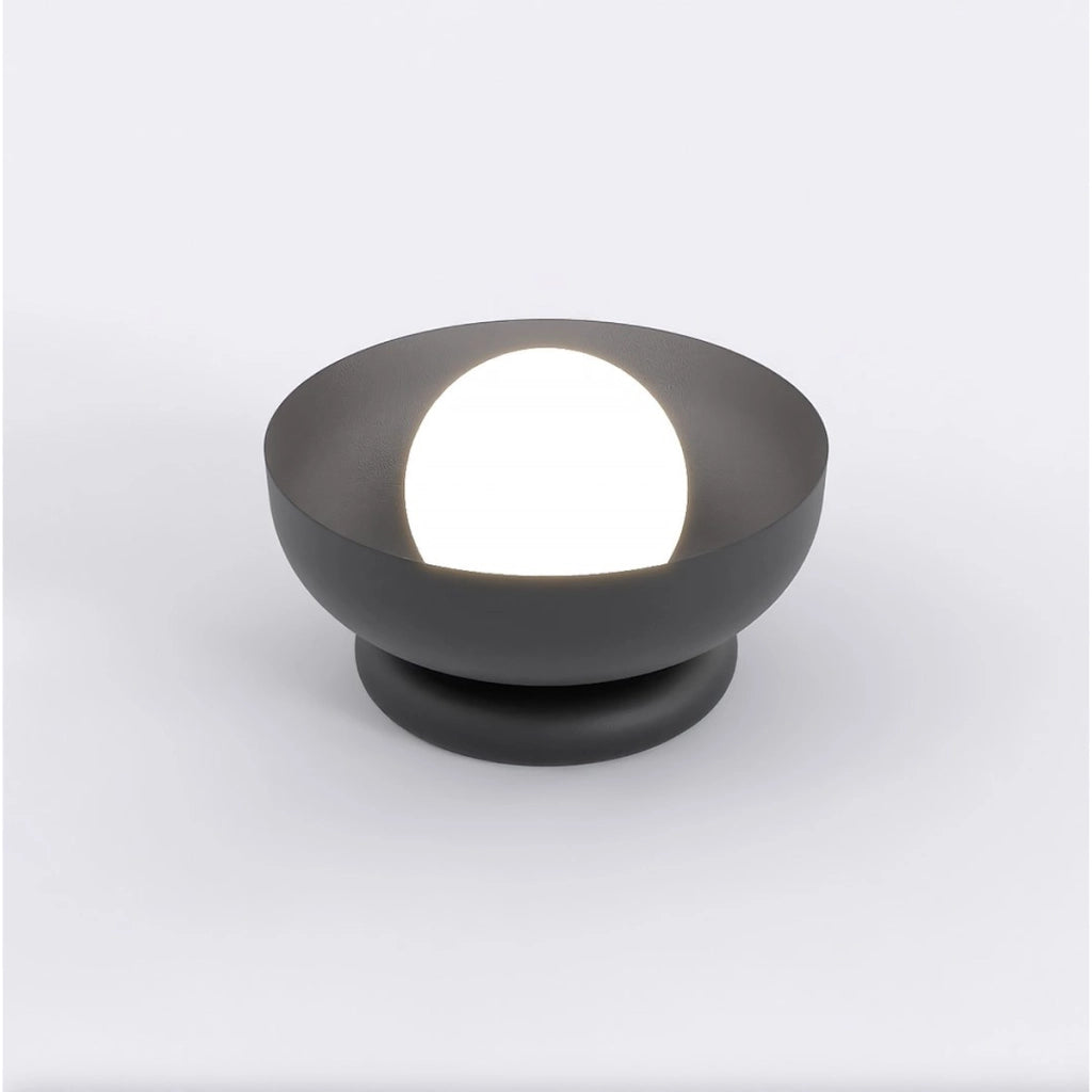 Lampada da tavolo Ozzy in acciaio nero opaco e vetro