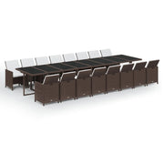 Set da pranzo da giardino mobili da esterno cuscini 17 pz marrone polyrattan 02_0014426