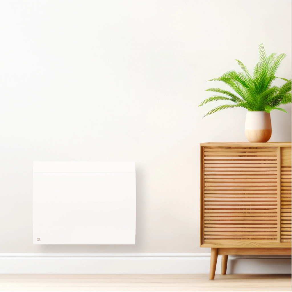 Radiatore elettrico fisso connesso WIFI con inerzia ceramica a secco 1000W ILLO CONNECT orizzontale bianco