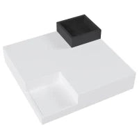 Tavolino da caffè lucido, tavolino con scatola portaoggetti rimovibile ed effetto luce LED, 72×72×30 cm, Bianco