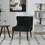 Poltrona singola in velluto con bottoni - Xylo - design moderno senza braccioli, borchia chiodata, piedi in legno