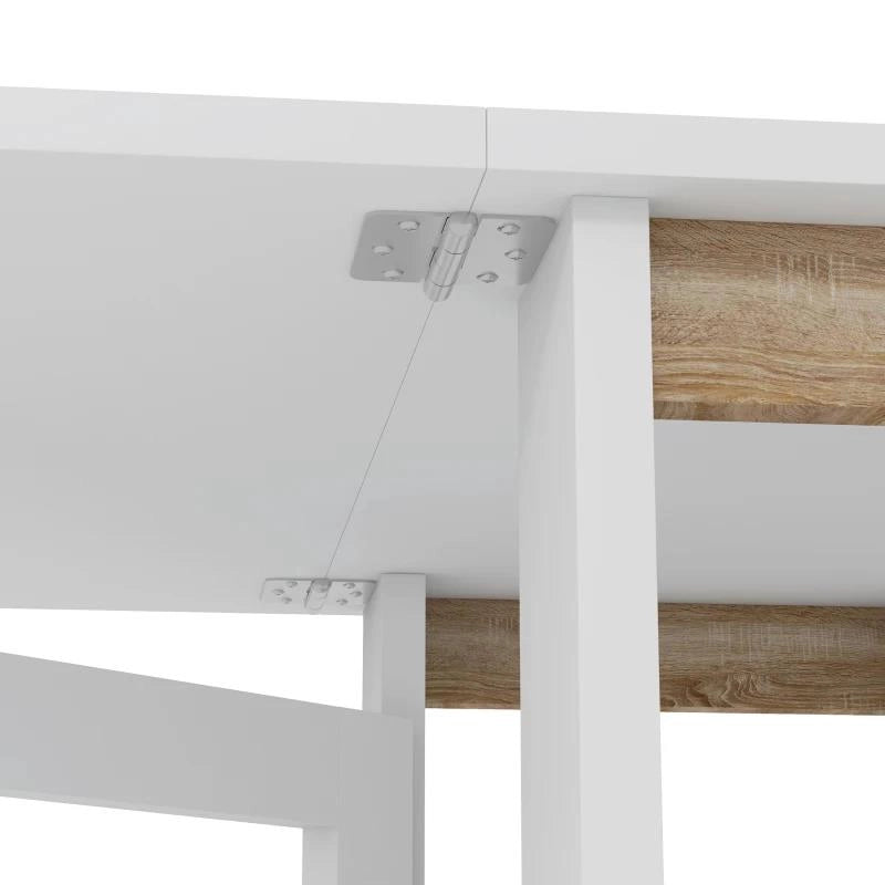TAVOLO PIEGHEVOLE DA PRANZO CON 2 RIBALTE E RIPIANI, ESPANDIBILE, PER 4 PERSONE, 120X60X75 CM, BIANCO