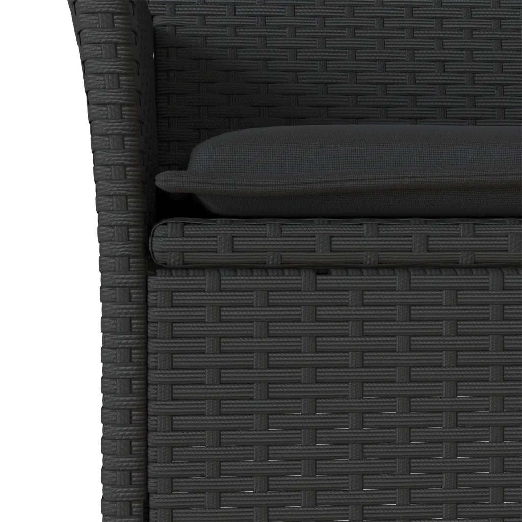 Set Pranzo da Giardino 7 pz Nero con Cuscini Polyrattan Acacia 3278672