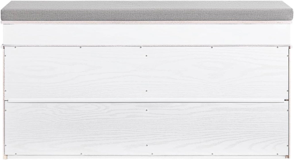Scarpiera Salvaspazio Slim con Seduta Panca Scarpiera da Ingresso Contenitore in Legno Mobile Ingresso per Scarpe, 104x24x54cm Effetto Legno Invecchiato Bianco FSR64-WG