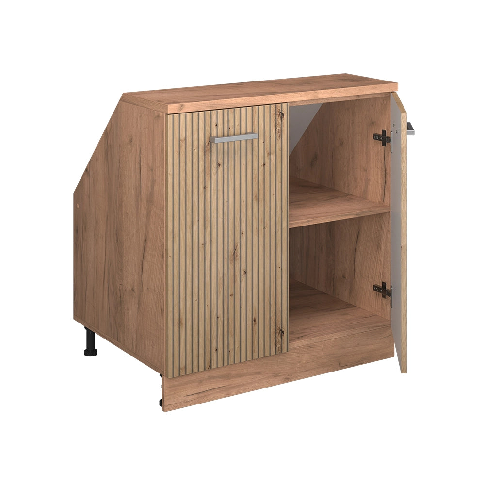 Armadio per soffitti inclinati Rion Rovere artigianale/Rovere dorato 80 x 83.8 cm con 2 porte, carcassa 60 cm profondità Vicco