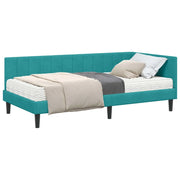 Letto singolo | Letto per adulti | Struttura Letto Angolare con Materasso 2 pcs Turchese Velluto
