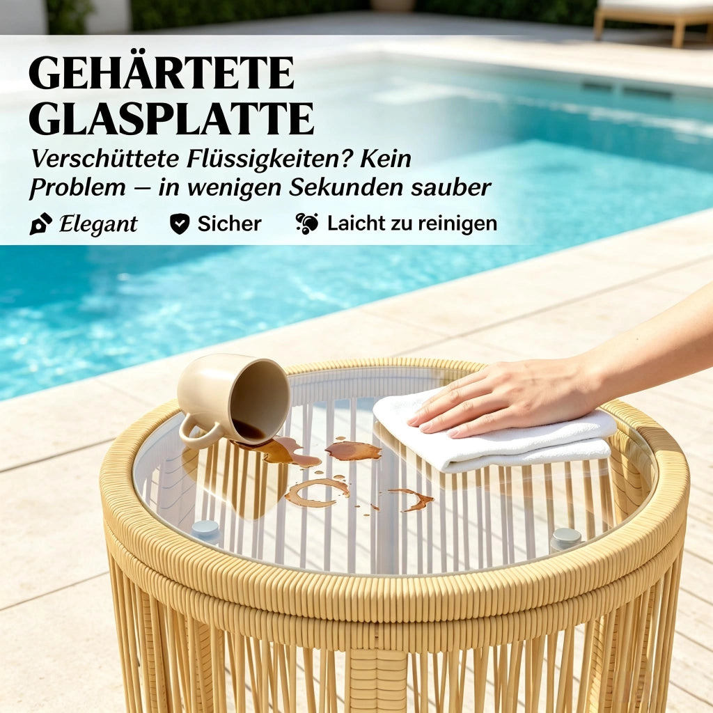 SALOTTINO DA ESTERNO Set da 3 pezzi 2 sedie + tavolo Ø45 cm beige