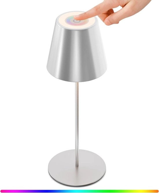 Lampada da tavolo esterna senza riflessi con schermo touch – Senza fili e colori RGB – Ricaricabile e IP54 impermeabile all'acqua