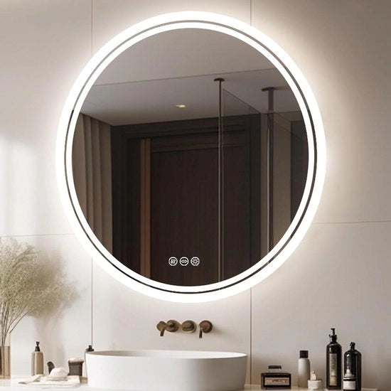 Specchio da bagno rotondo 60 cm di diametro con illuminazione posteriore a LED e anti-condens - regolabile e IP65 impermeabile