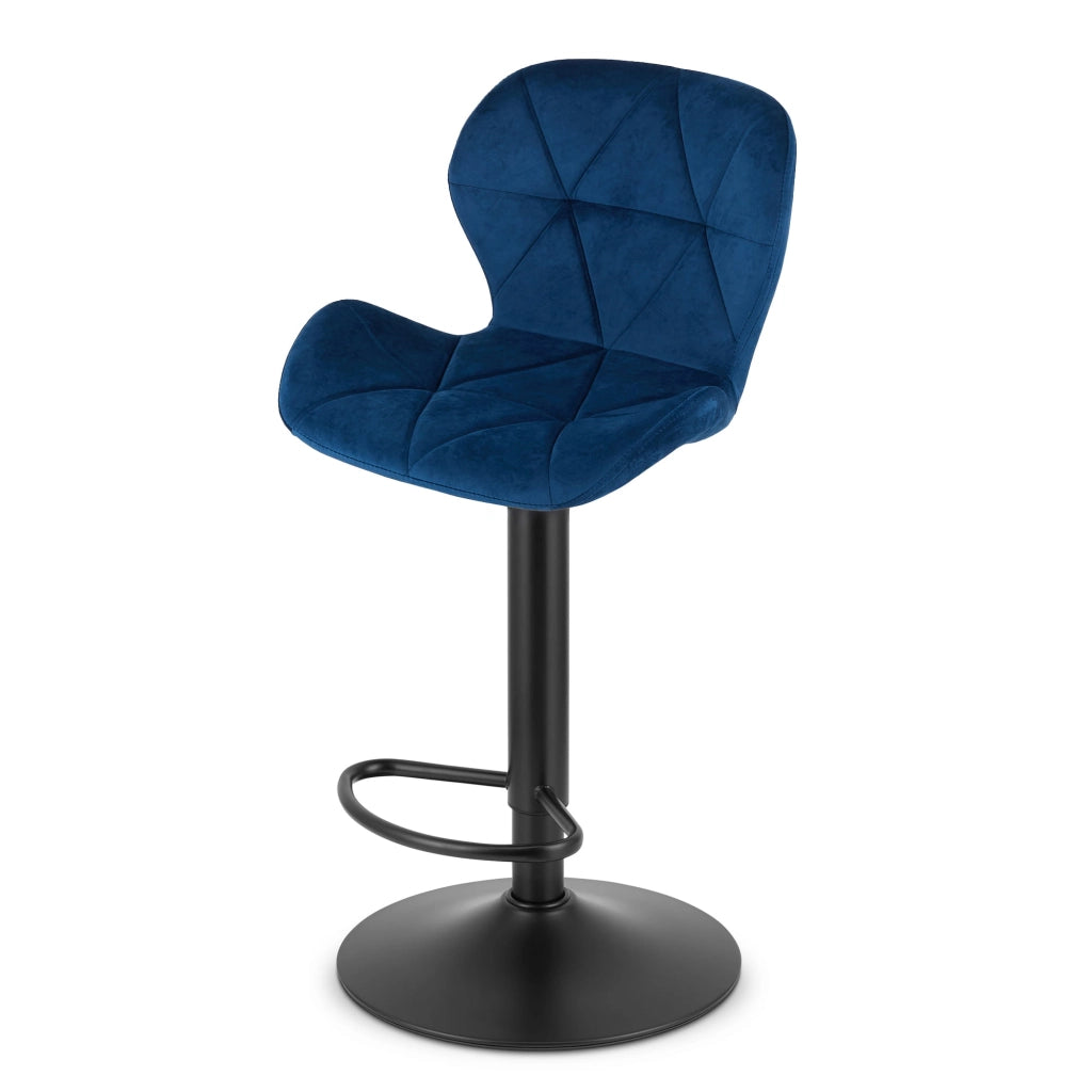 Sgabello VALORA WEST - Velluto blu navy con base nera x 2
