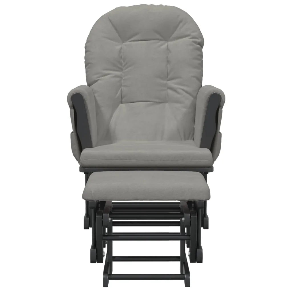 Poltrona Glider con Sgabello-Sedia a dondolo Grigio Chiaro in Tessuto 984193
