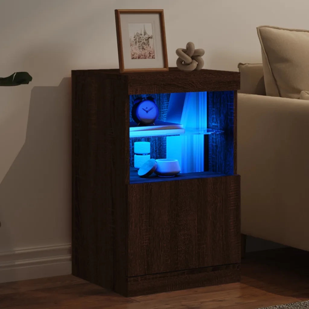 Credenza con Luci LED Rovere Marrone 41x37x67 cm 836685