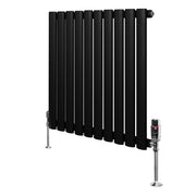 Radiatore Orizzontale Ovale 600x600mm Nero con Valvole TRV