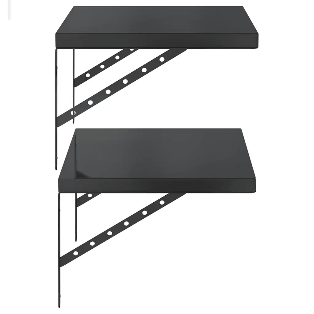 vidaXL Mensole a Muro 2 pz 50x40 cm Nero in Acciaio Inossidabile