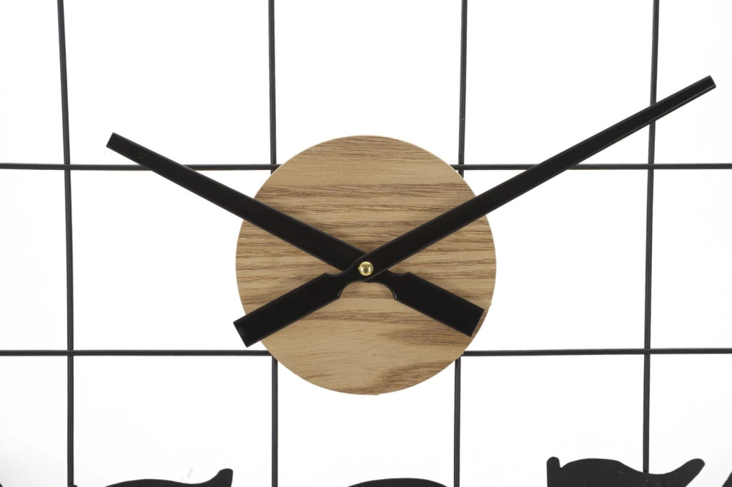 Orologio da Muro Numbers 60x2,5x60 cm in Ferro e MDF Nero e Marrone