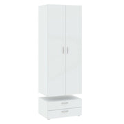 Guardaroba 2 ante Buriasco, Mobile camera da letto, Cabina armadio portabiti, Armadio appendiabiti, 74x52 h214 cm, Bianco
