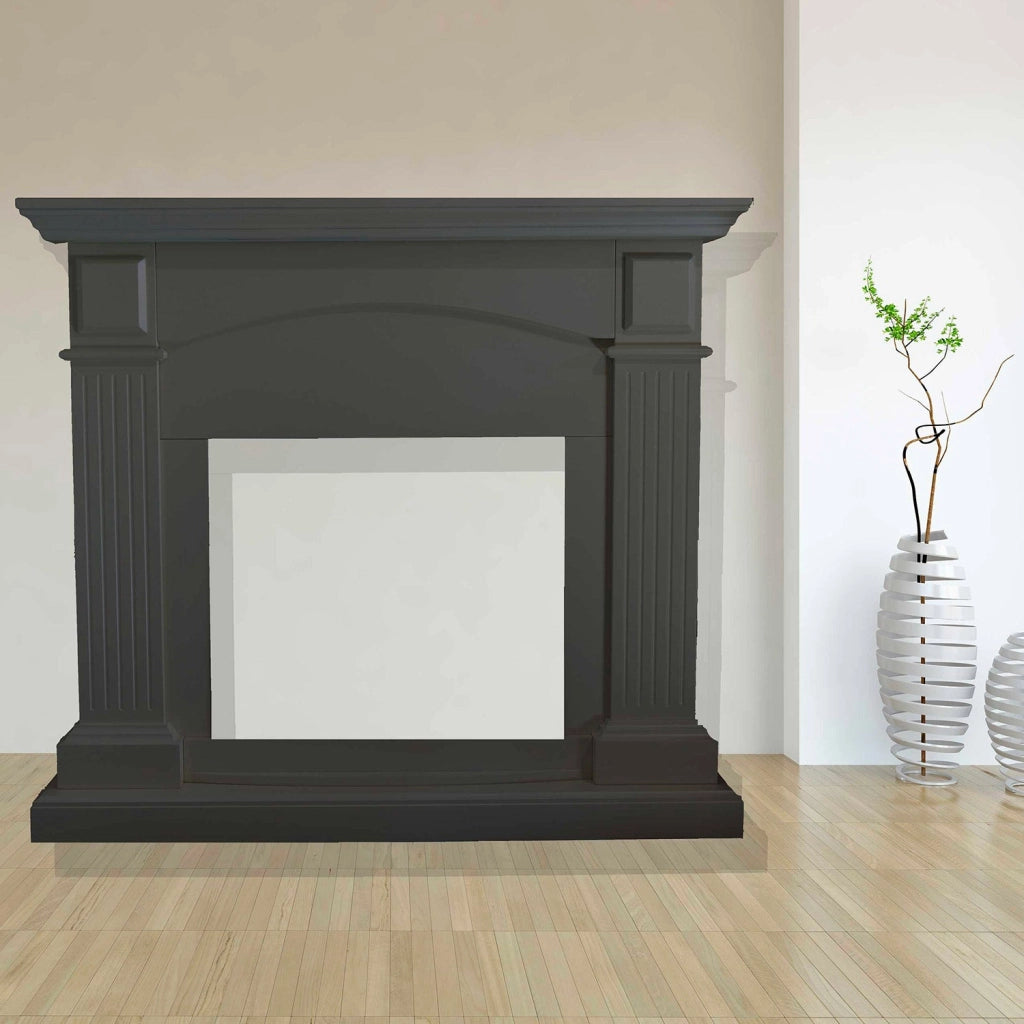 Cornice da Pavimento per Inserto Camino Elettrico 113,7x102,2x28,2 cm in MDF Sined Cetona Grigio