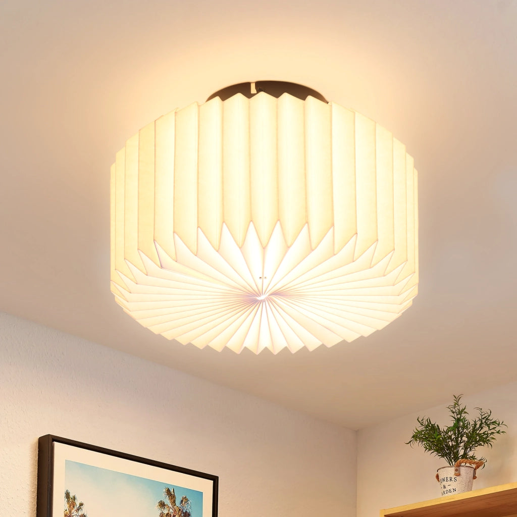 ZMH Lampada da soffitto industriale vintage bianca paralume carta G9 metallo senza lampadina