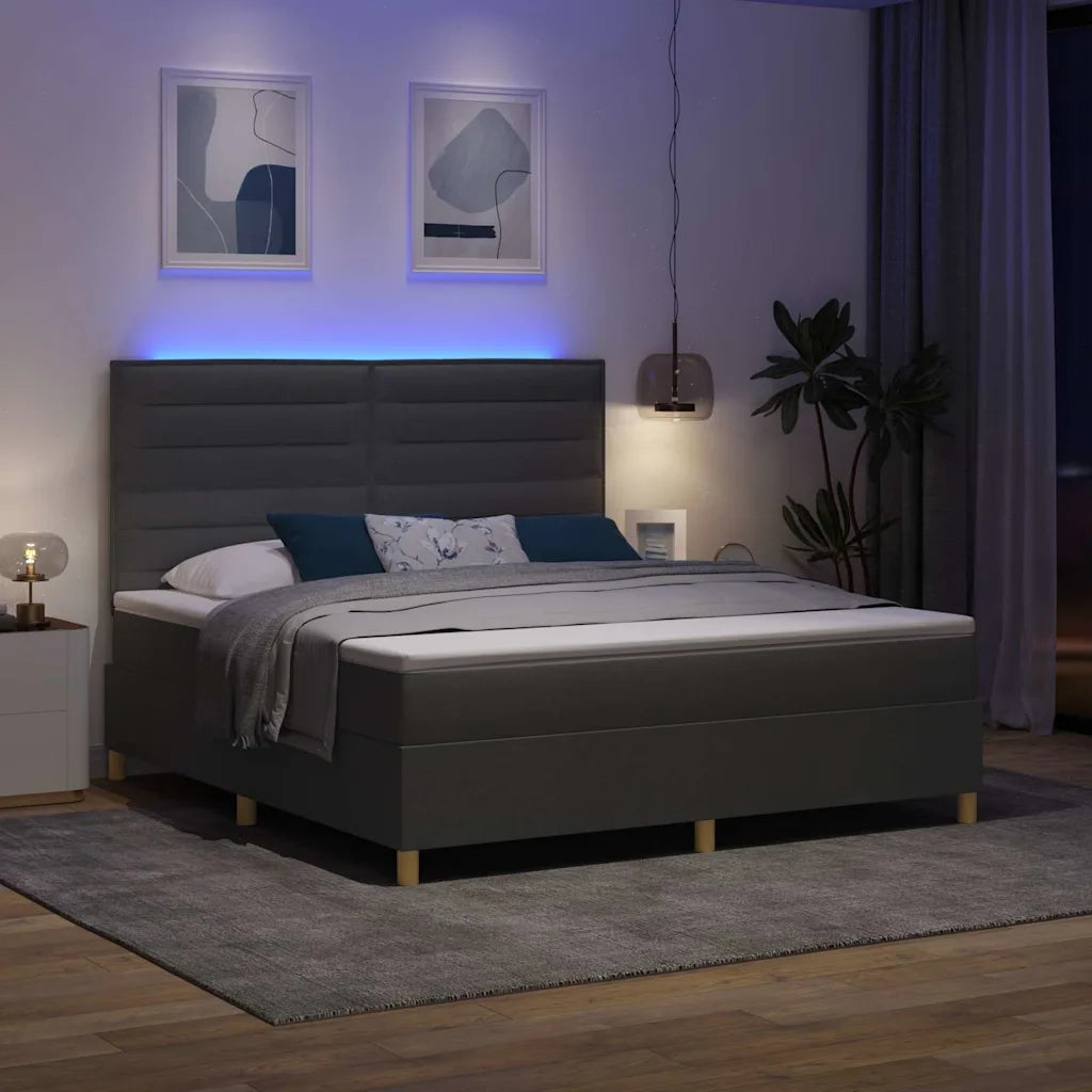 Letto a Sorgente LED Grigio scuro 180 x 200 cm Tessuto 3343041