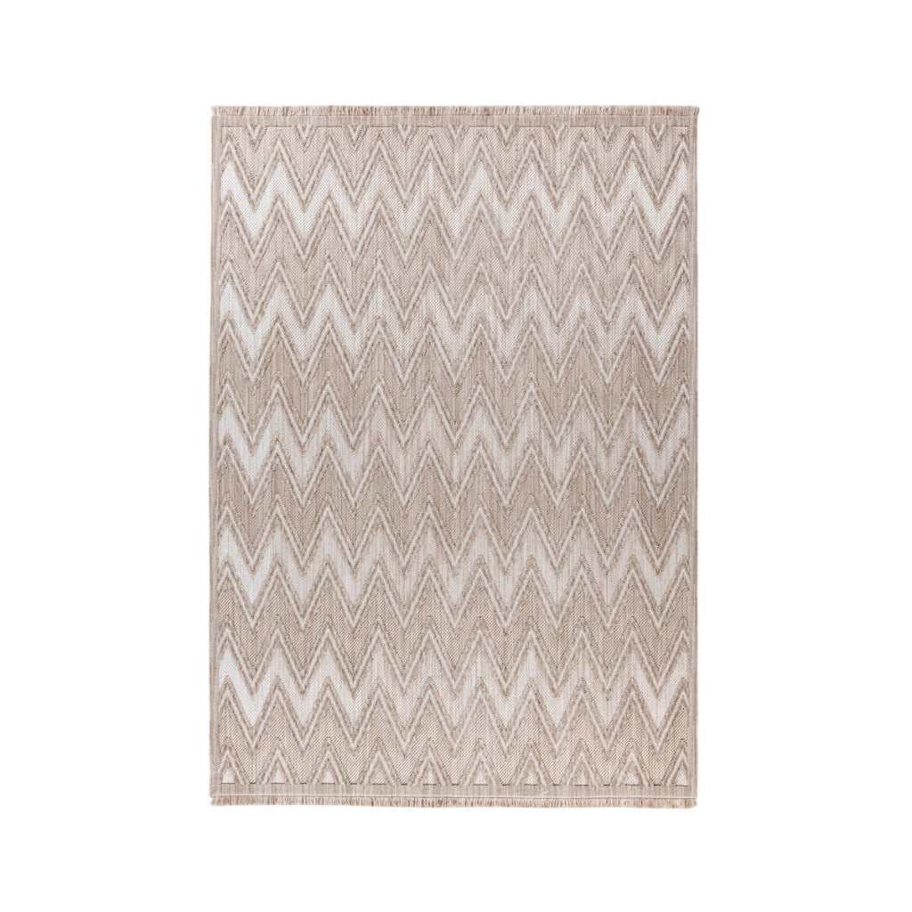 Tappeto moderno Sarai 200 Beige con motivo a zig-zag