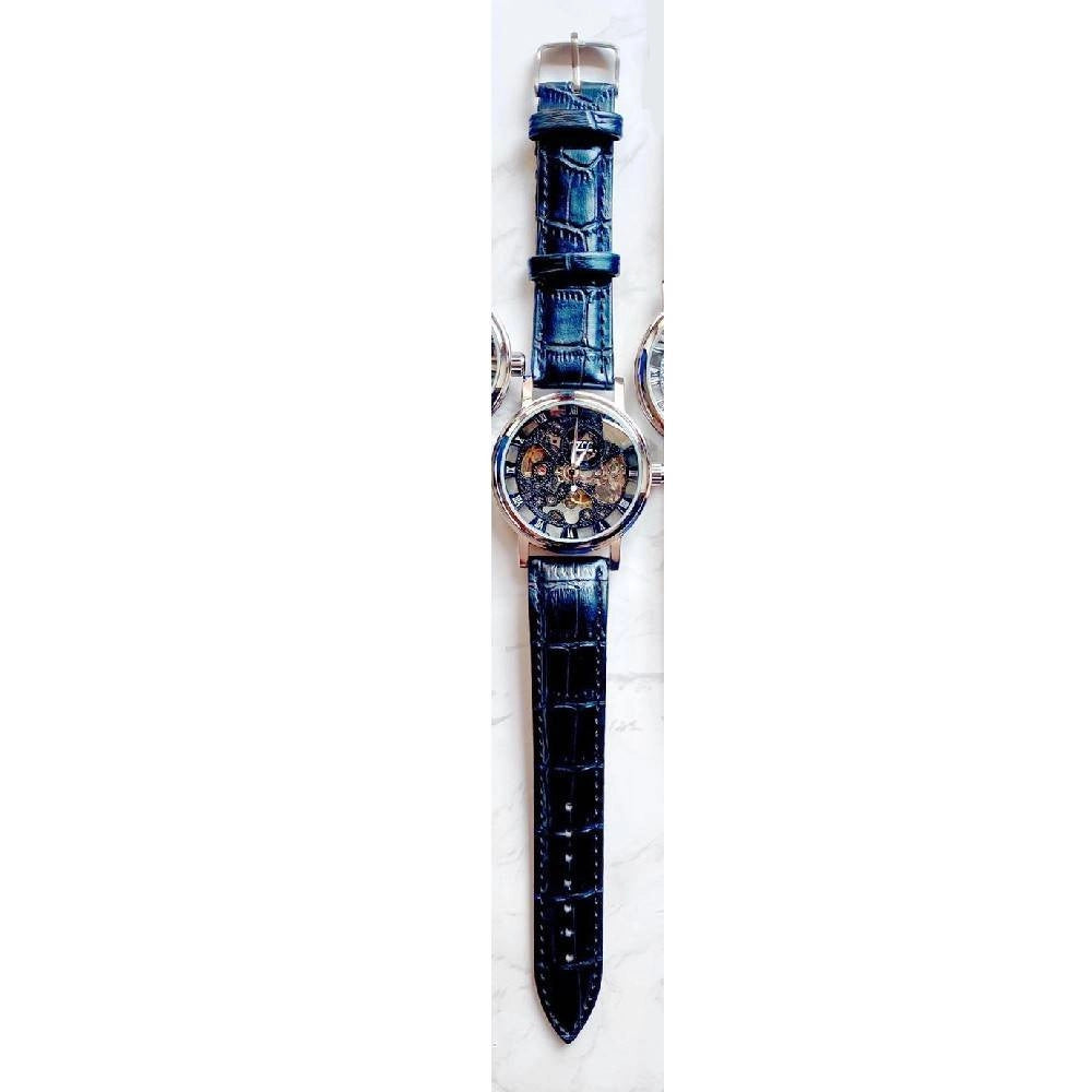 Trade Shop - Orologio Da Polso Zcc Uomo Automatico Cinturino Nero In Pelle Casual -
