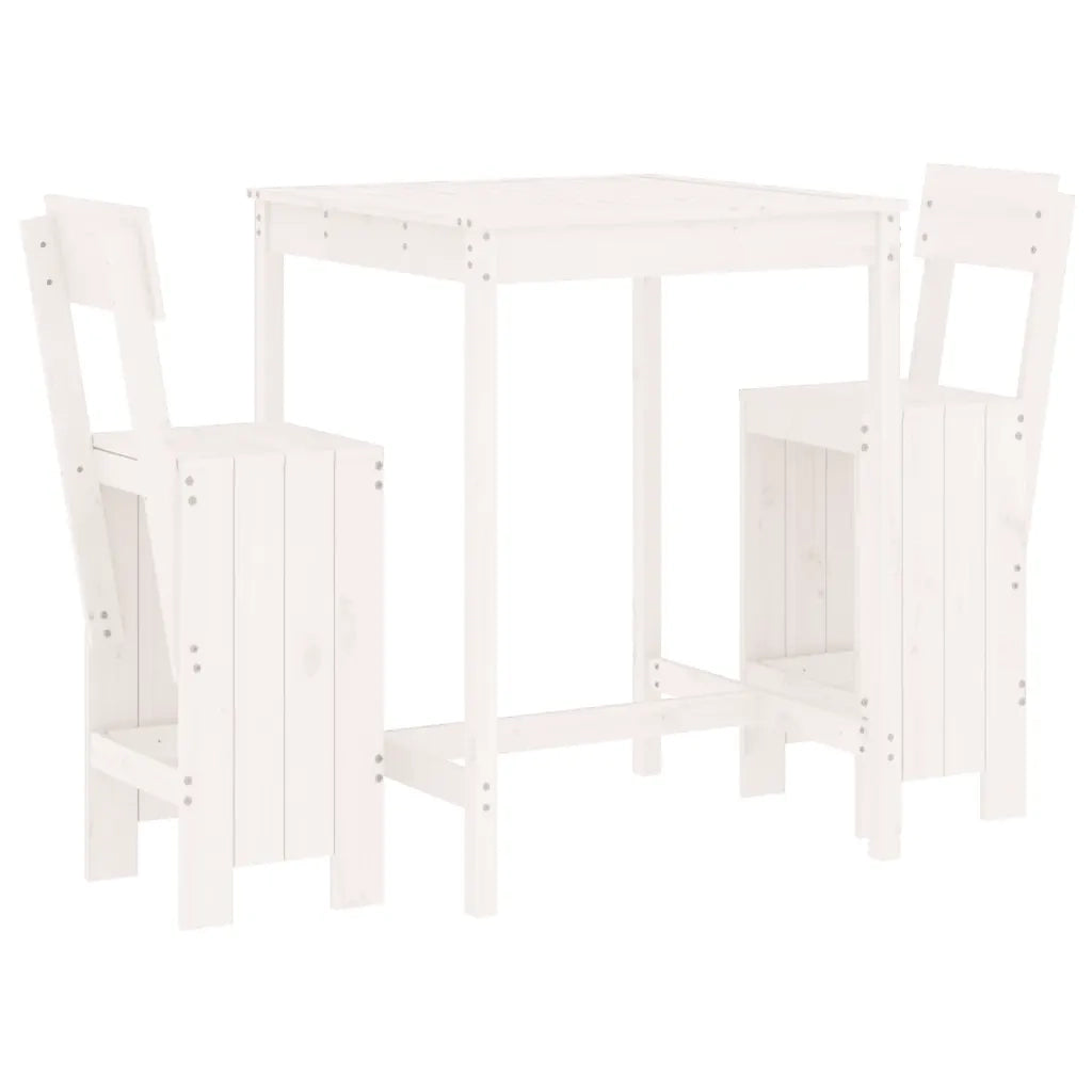 Set Bar da Giardino 3 pz Bianco in Legno Massello di Pino 3157794