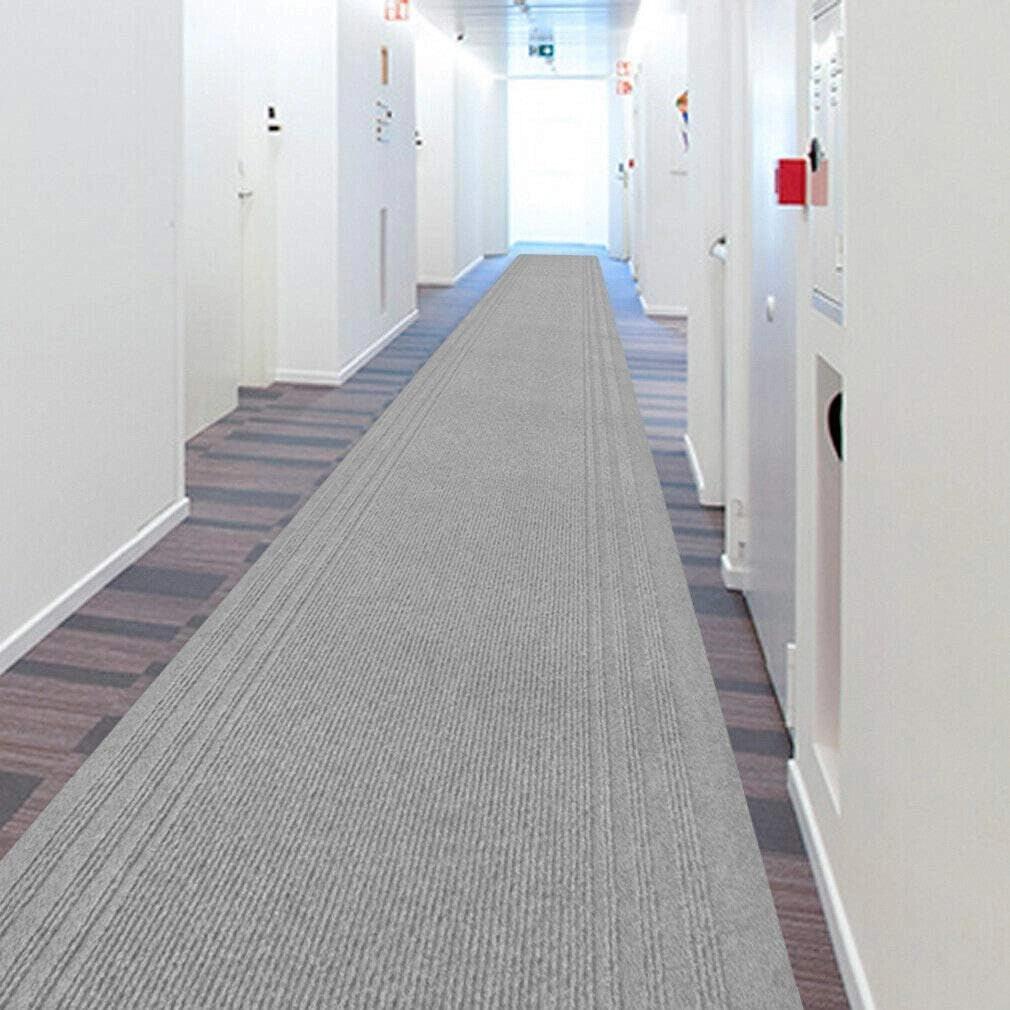 Tappeto Passatoia Antiscivolo 67x340 cm Interno Esterno Corridoio Scala Assorbente Grigio