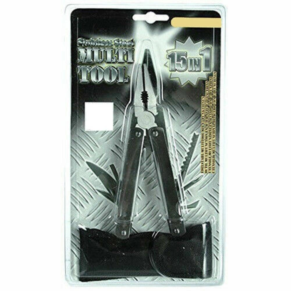 Trade Shop - Pinza Tascabile Multifunzione Con 15 Funzioni In Acciaio Con Astuccio Utensile -