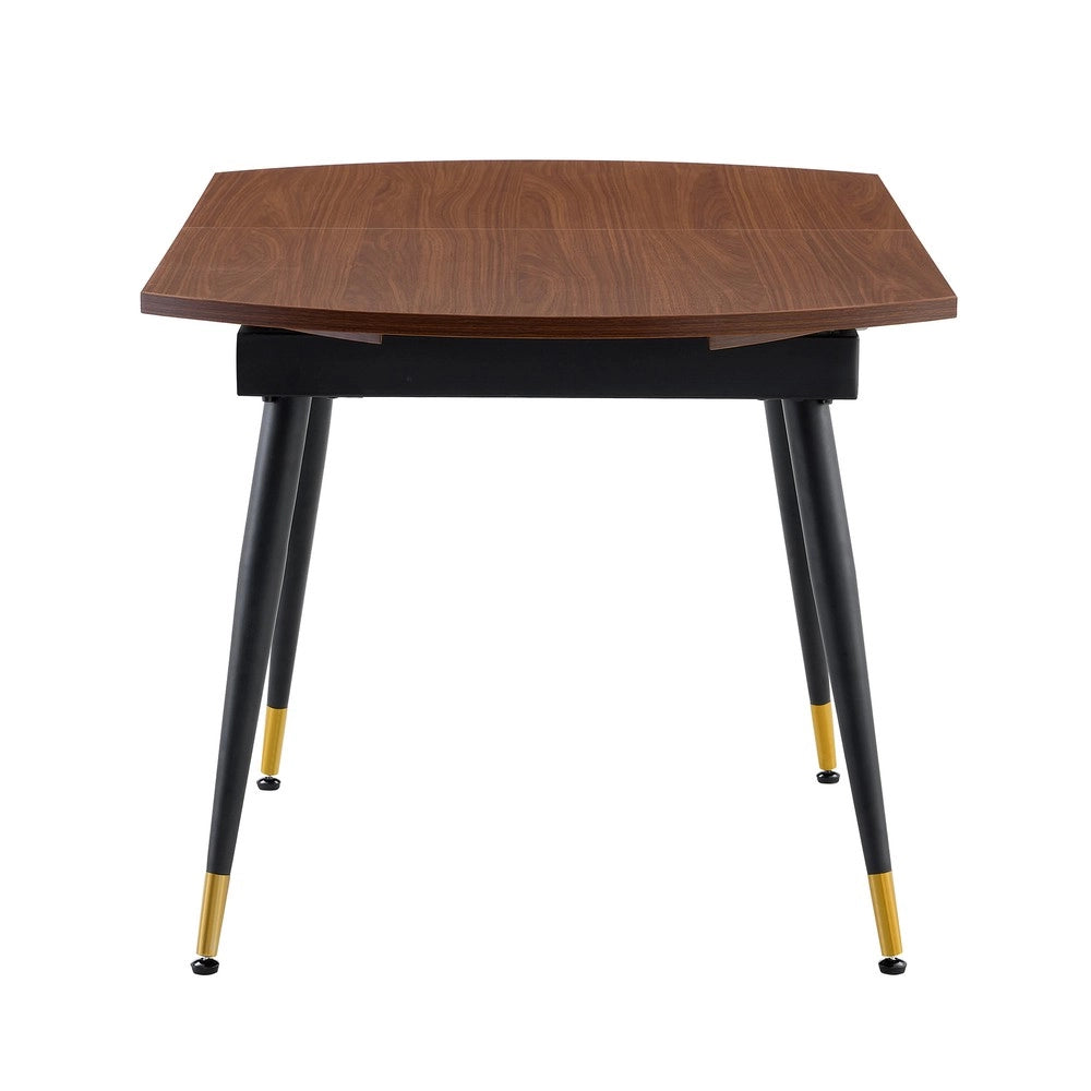 Tavolo da Pranzo Allungabile Rotondo a Ovale ¨C MINIMAL ¨C MDF Nero/Noce, Gambe in Metallo