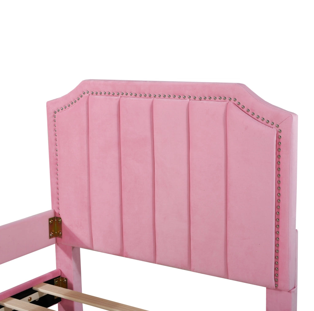 Poltrona letto imbottita per bambini 90 x 200 cm, rosa