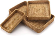 Set di tavola in rattan - cassetti rettangolari - servizi in seta naturalizzata - organizza la cucina - decorativo - set da 3 pezzi