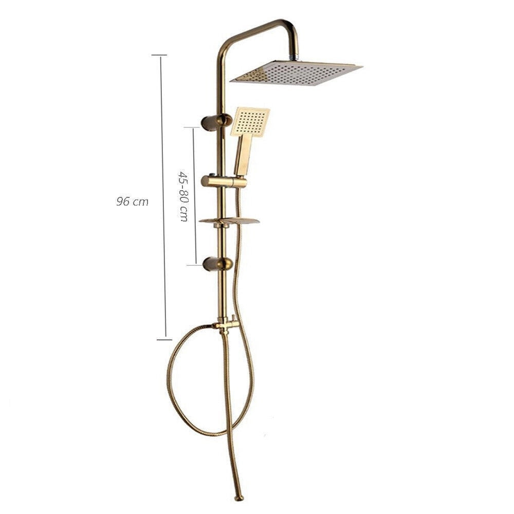 Trade Shop - Saliscendi Bagno Colonna Doccia Miscelatore Oro Soffione Quadrato Doccetta 87305 -