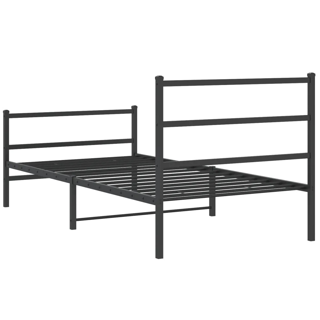 Giroletto con Testiera e Pediera Metallo Nero 100x190 cm 355377
