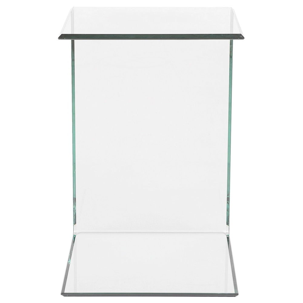 Tavolino laterale in vetro trasparente 40 x 40 cm a sbalzo in stile minimalista soggiorno cucina