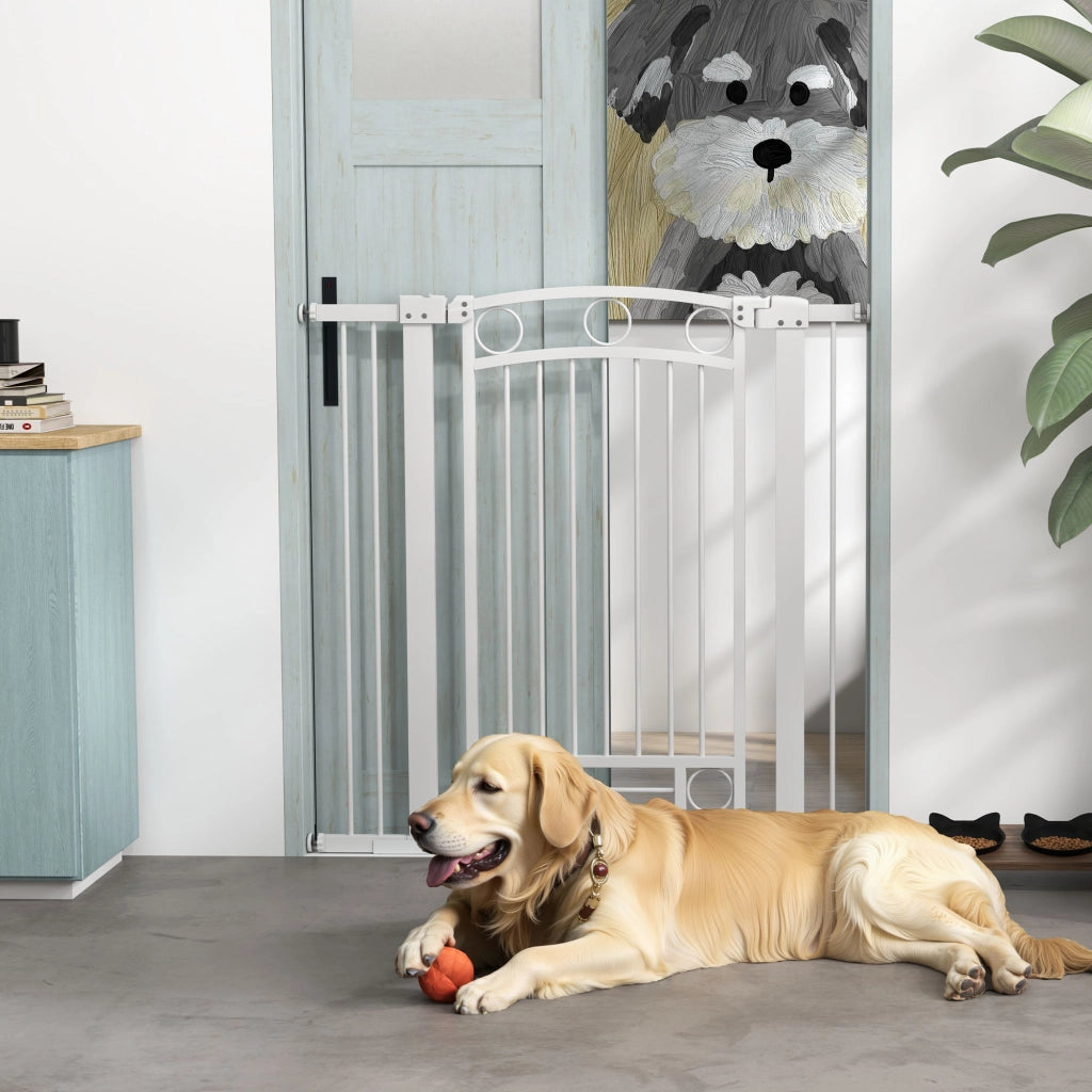 Porta per Cani Regolabile 76-104 cm con 2 Estensioni ¨C Zephmum ¨C Bianco