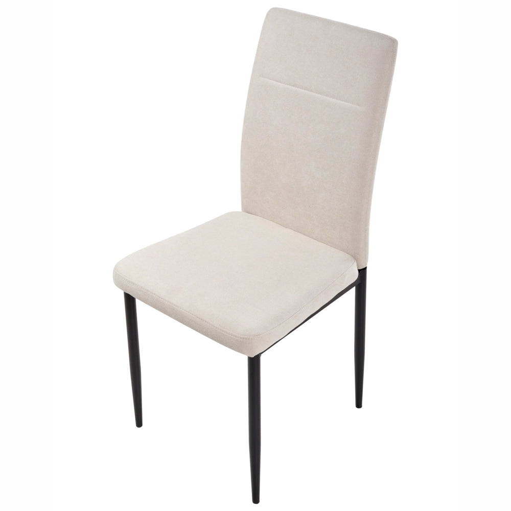Set di 4 sedie da pranzo in tessuto, rivestimento beige chiaro gambe in ferro nero senza braccioli per sala da pranzo